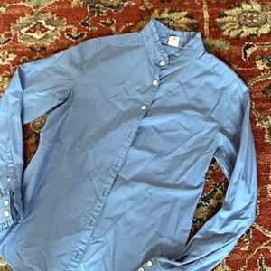 J Crew blue ruffle collar shirt.  Size 4